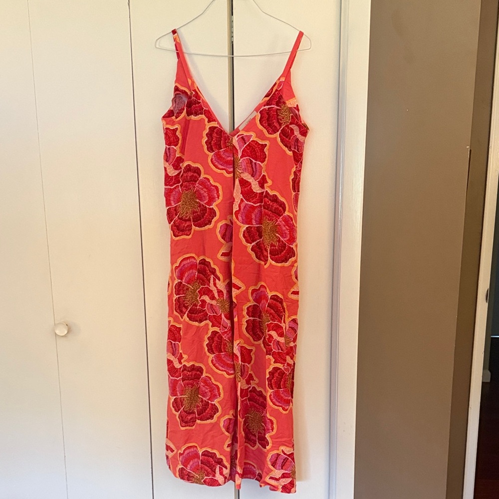 LOFT Floral Pink and Yellow Slip Dress